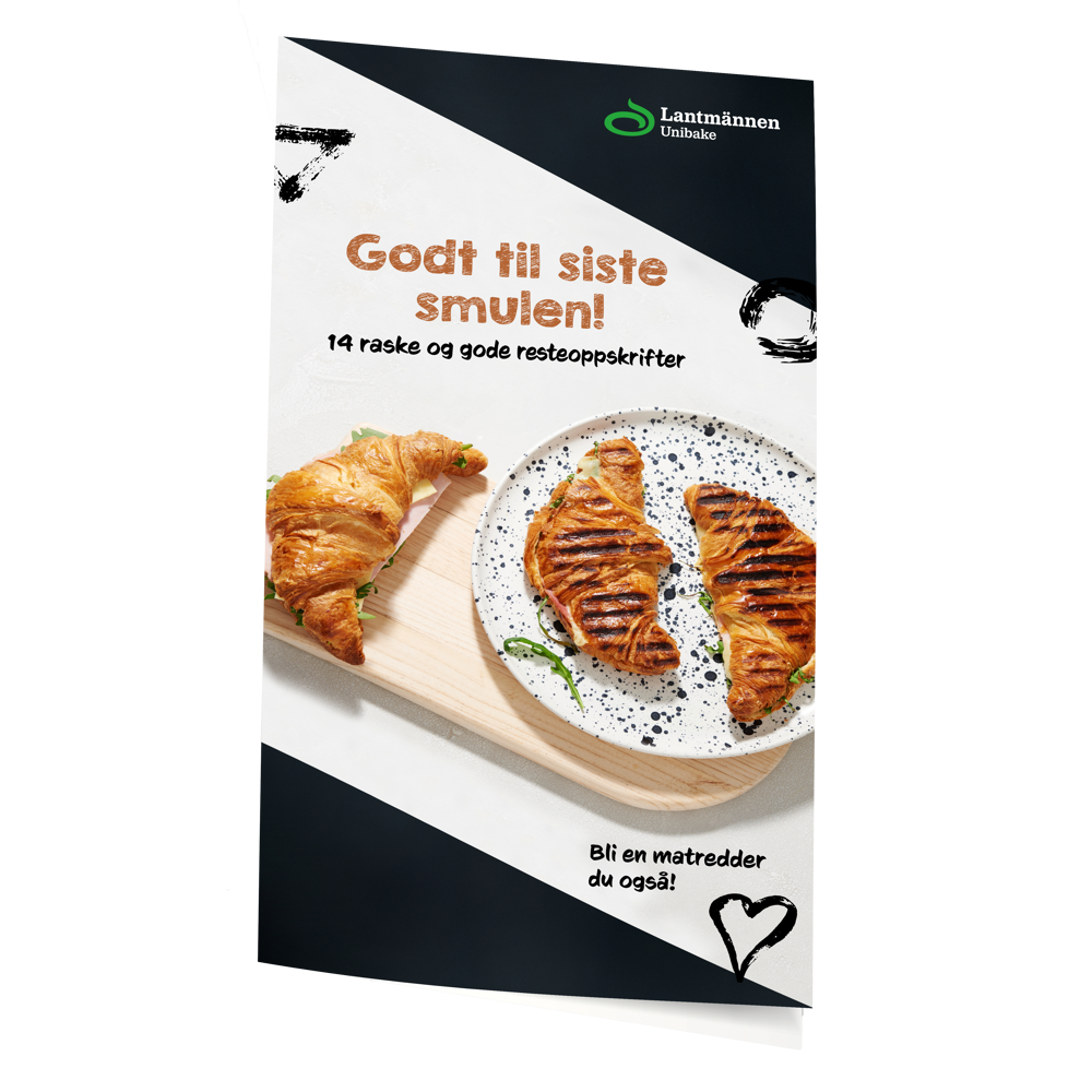 Oppskriftshefte med 14 oppskrifter med rester av brød og bakervarer